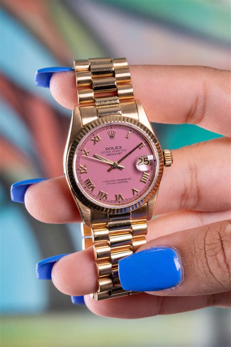 rolex pink female watch|rolex watch pink face.